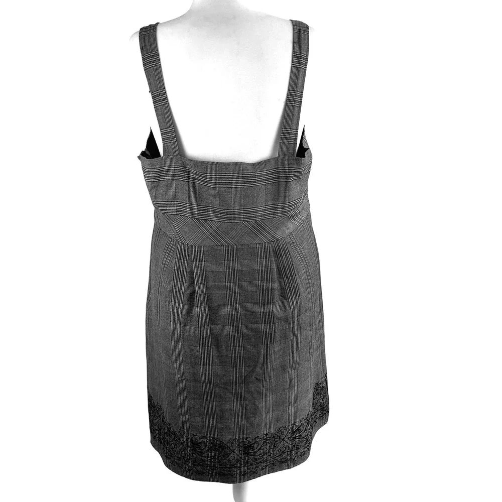 Elementz Women's Plaid Babydoll Dress 1X Sleeveless Embroidered Dark Academia - Picture 2 of 6